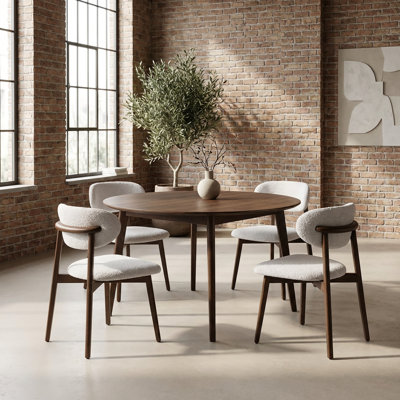 Bodrum Dining Chair Exposed Wood Frame Upholstered Performance Fabric Fully Assembled