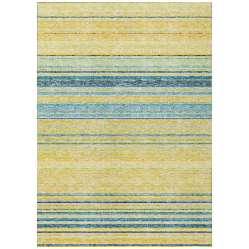 Tapis intérieur lavable rayé jaune 9 pi x 12 pi
