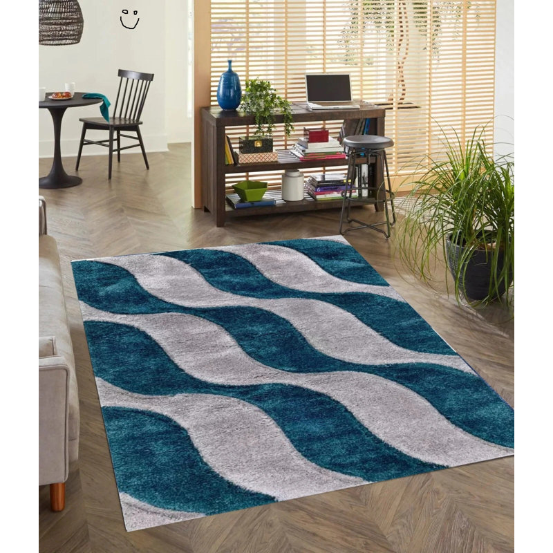 Geometric Shag Area Rug, Rectangle 160 x 230 cm