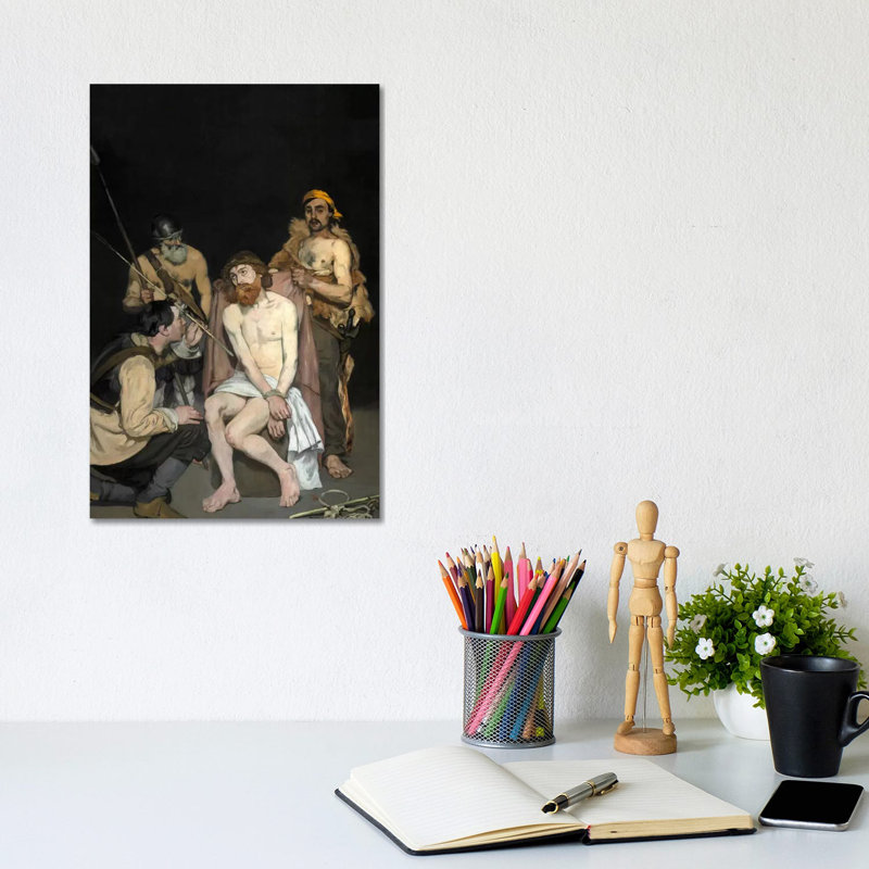 Jesus Mocked By The Soldiers by Edouard Manet - 1 Piece Wrapped Canvas Painting, 20.32 cm H x 30.48 cm W