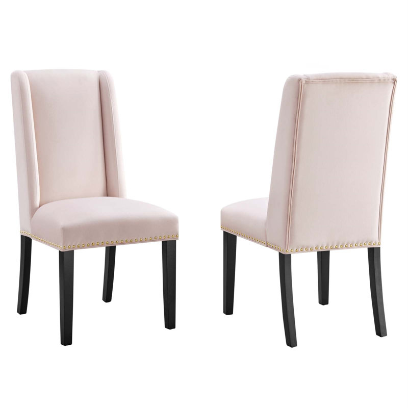 Modway Baron Performance Velvet Dining Chairs - Set of 2, Pink