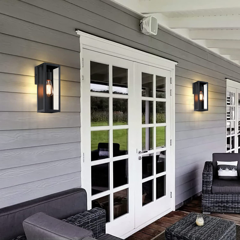 1-Light Outdoor Wall Light with Matte Black Finish, 13" H x 5" W x5" D