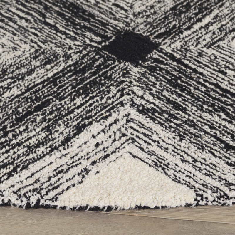 Laramy Hand Tufted Wool Pile Geometric Rug, Round 6'