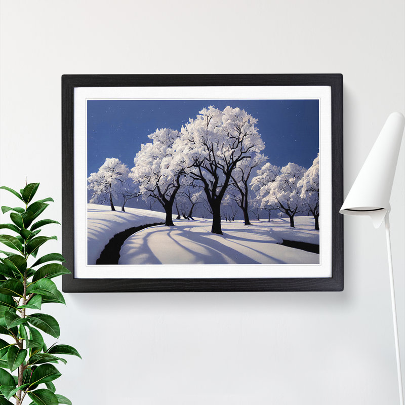 An Insightful Winter Forest - Single Picture Frame Print, 46cm H x 64cm W x 2cm D, Black Framed