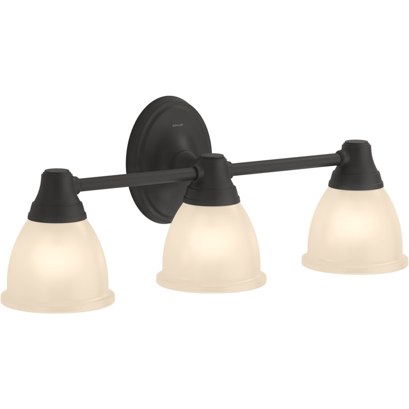 Forte 3 Light  Bathroom Vanity Light Fixture, Position Facing Up or Down, UL Listed, Matte Black, White