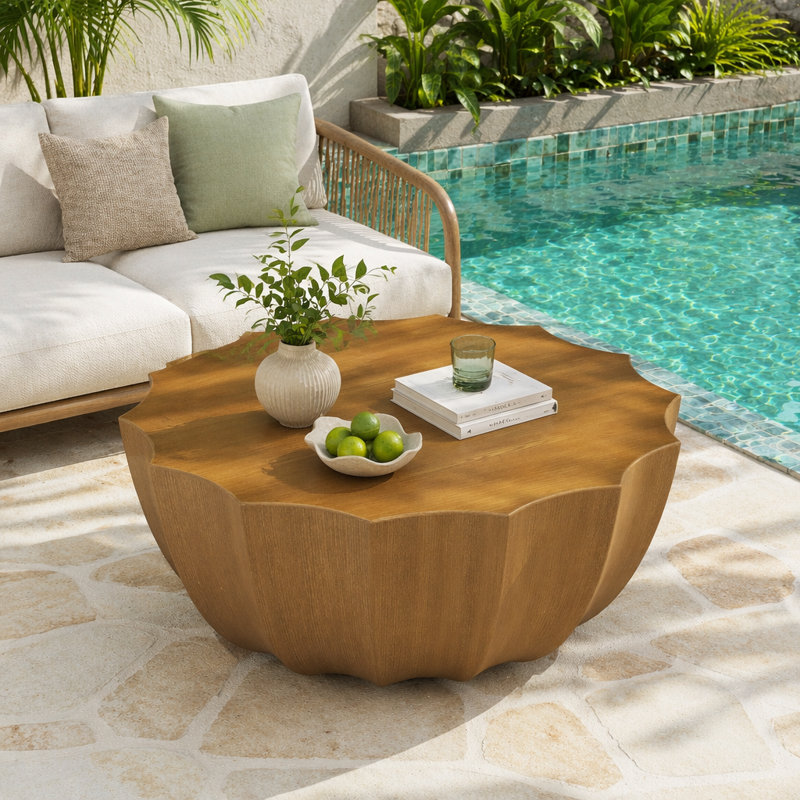 Table basse imperméable 35,43 po MgO, 15.35" H x 35.43" W x 35.43" D, Wood
