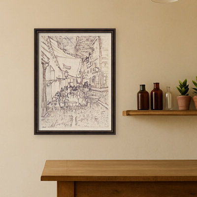 Cafe Terrace at Night Van Gogh by Nostalgia Prints Framed Mounted Canvas Wall Art Print