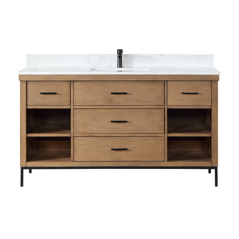 Ensemble de meuble-lavabo simple 60 po Adaire, Brun, Noir mat
