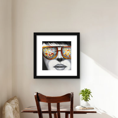 Colorful Sunglasses Bedroom Orange Framed Matted Print Decor