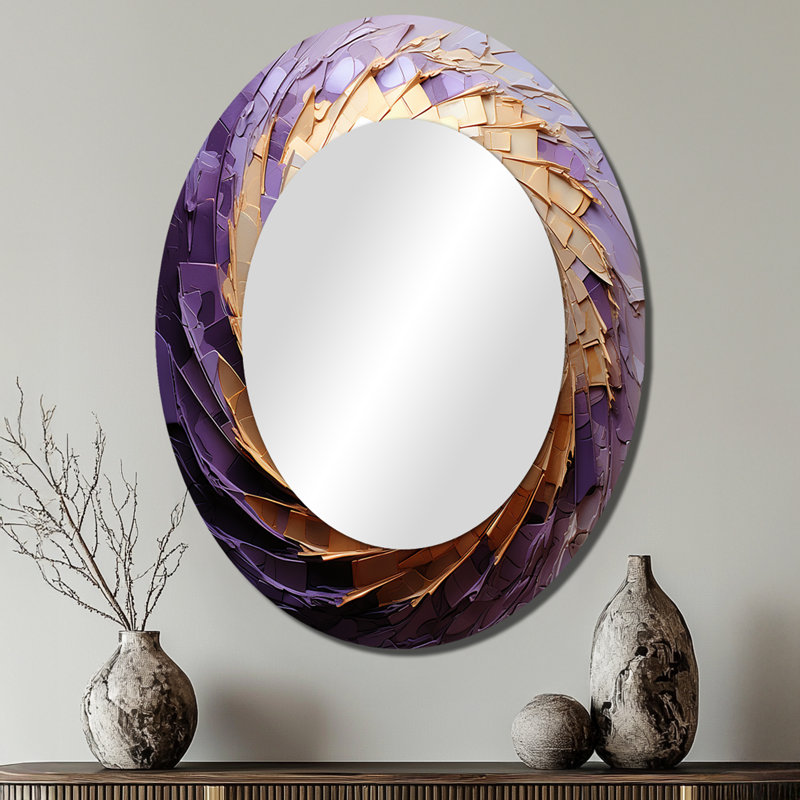 Miroir mural beige minimaliste en spirale Minimalisme, 40 po x 30 po