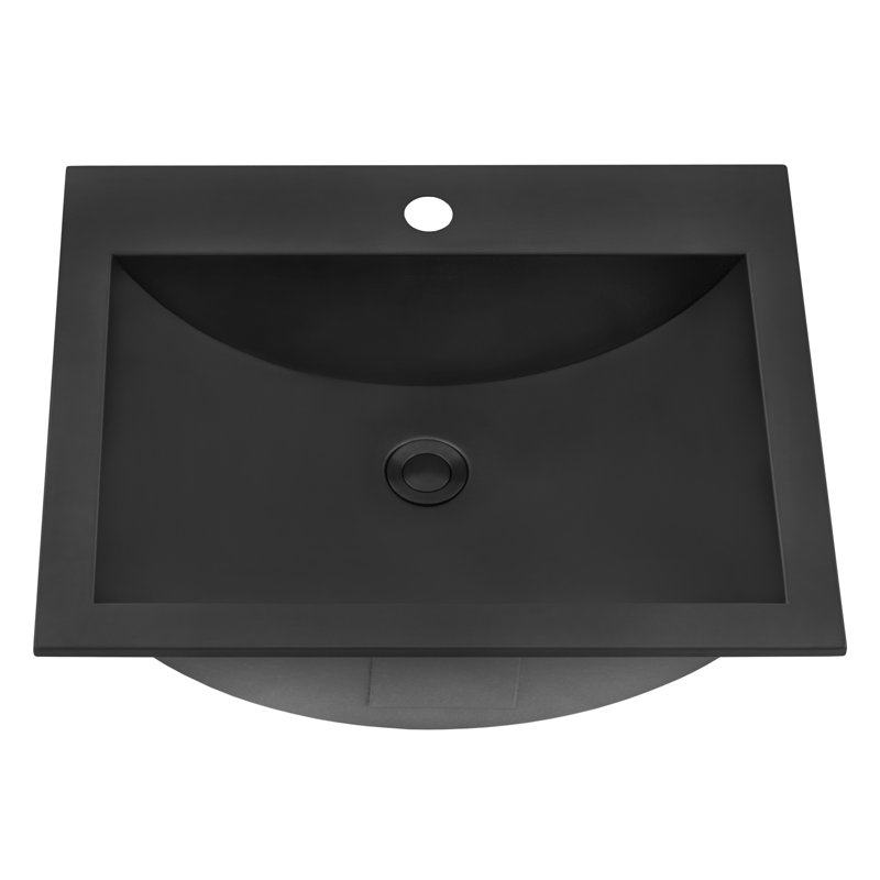 Ruvati 21 x 17 inch Drop-in Topmount Bathroom Sink Stainless Steel, Black