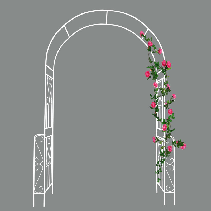 Arche de jardin blanc crème, 94,5 po de hauteur, fabrication en métal, pour les plantes d'extérieur hautes, blanc, améliore les conditions de croissance des plantes,