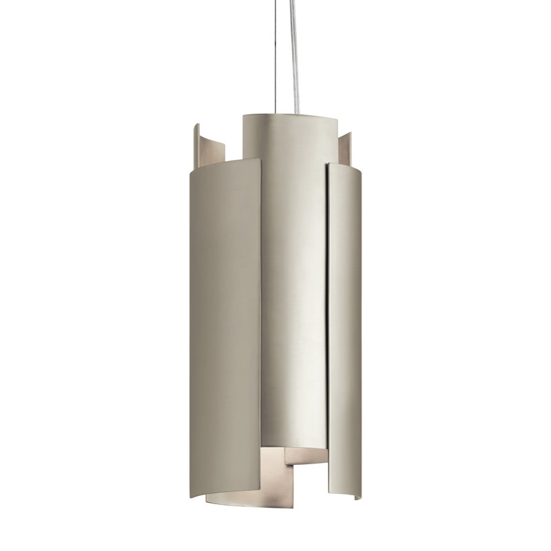 Luminaire suspendu cylindrique à 1 lumière DEL Abdulhakim, Nickel satiné