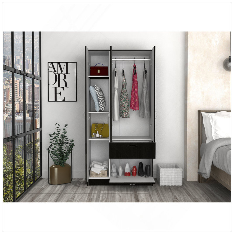 Armoire Cobra, chambre à coucher, noir / blanc