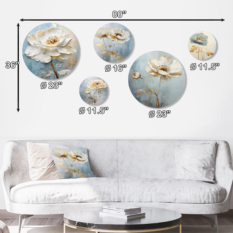 Ranunculus Radiance Treasure - ensemble d'art mural rond de Ranunculus Ranunculus, ensemble de 5