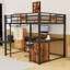 Lit mezzanine en métal avec bureau et tiroirs