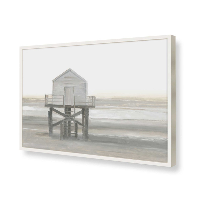 «Weathered Beach Outpost I» par Ethan Harper, reproduction d'art, H 30 po x l 40 po, Blanc