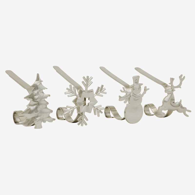 Support de bas de Noël 4 pièces original MantleClip, Argent