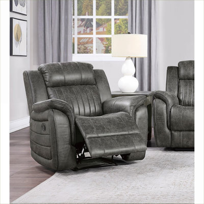 Fauteuil inclinable en microfibre gris neutre pour un salon confortable, style transitionnel
