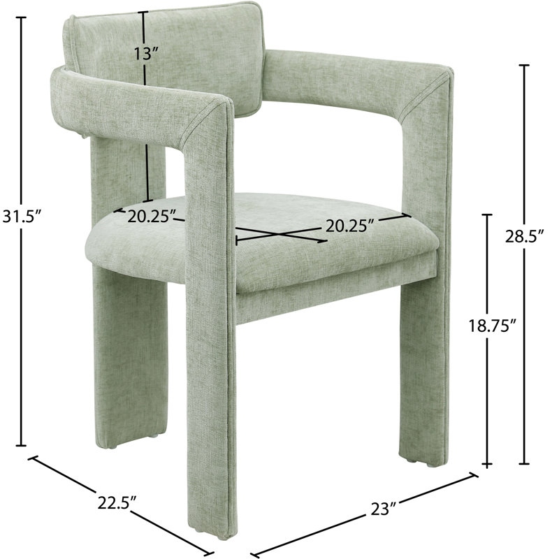 Chaise en chenille Exilda, Tissu chenille menthe