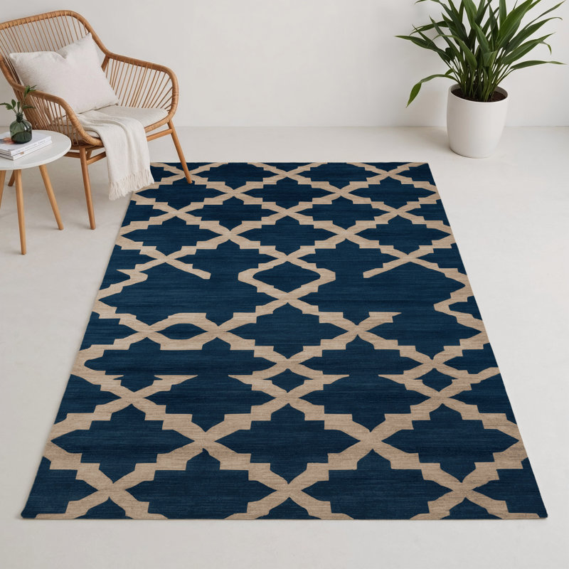 Tapis bleu intérieur et extérieur Trellis, Rectangle 5 pi x 7 pi
