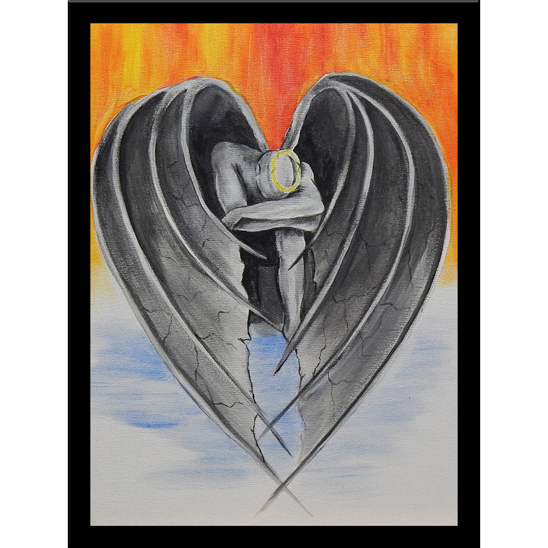 «Dark Hearted», reproduction, H 12,5 po x l 10,5 po, Papier avec cadre noir, Pas de tapis