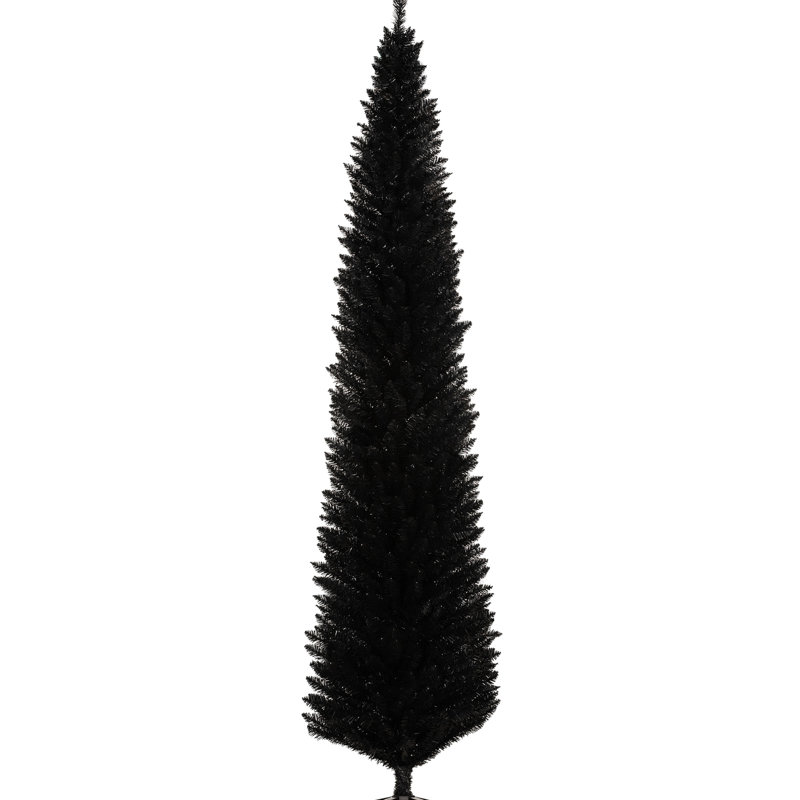 Arbre de Noël artificiel 8 pi, noir, 618 extrémités de branches, arbre mince avec support en plastique protégé, ignifuge