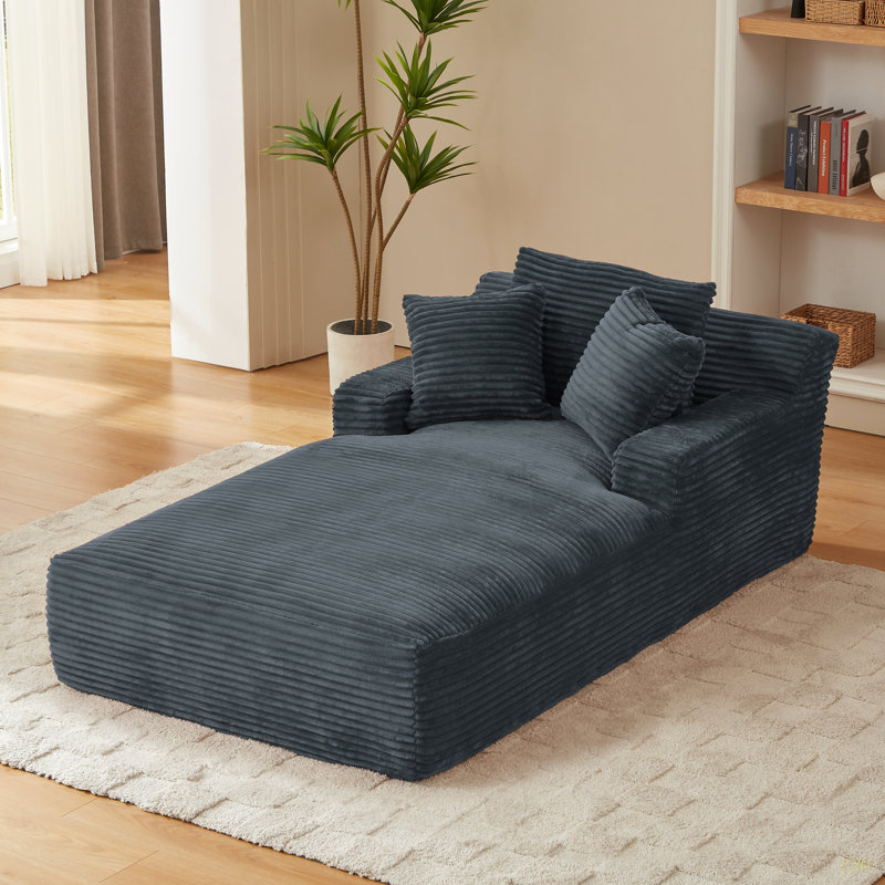 Très grande chaise longue d'intérieur, canapé rembourré en velours côtelé moderne, aucun assemblage requis, canapé-lit confortable pour le salon, le bureau