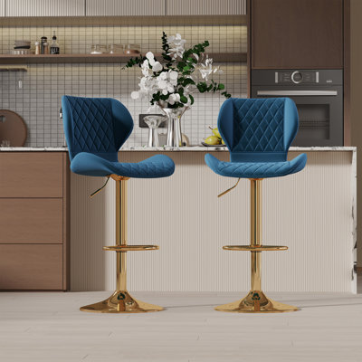 Tierone Upholstered Swivel Adjustable Height Counter Stool with Metal Frame, Modern Velvet Counter Stool