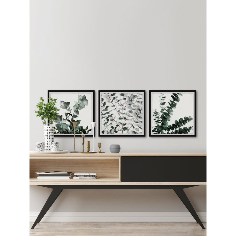 Evergreen Shrub by Marmont Hill - 3 Piece Single Picture Frame Painting Set, 24"Hx24"W