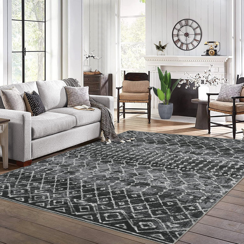 Tapis d'intérieur moderne à motif géométrique marocain Soft Boho, Rectangle 5 pi x 7 pi