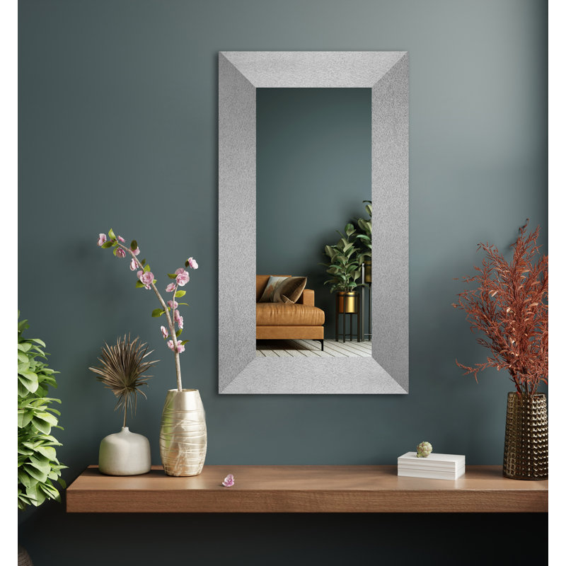 Miroir mural Maci Eileen, 33 po x 24 po, Argent platine