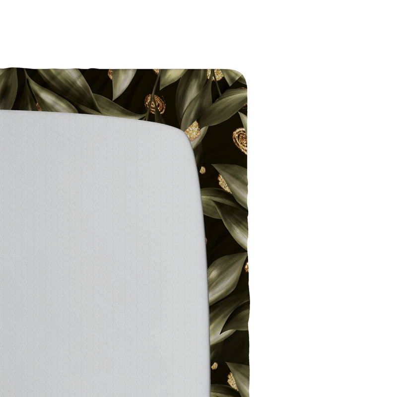 Drap-housse Ambesonne, Drap-housse pour lit simple TG, Vert olive pâle / floral