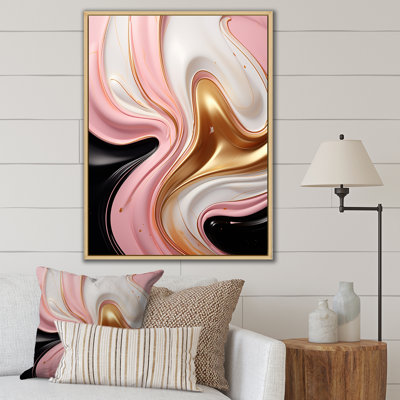 Art rétro liquide glam en rose, blanc et noir - formes abstraites, impressions d'art mural