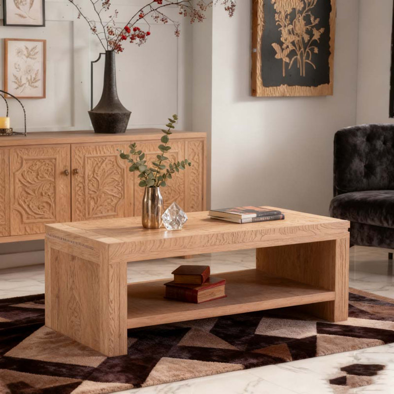 47.24" Rustic 2-Tier Rectangle Coffee Table