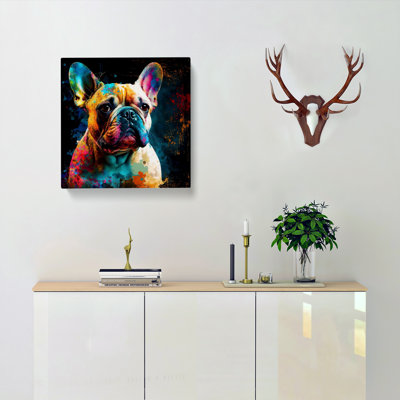 French Bulldog Abstract Expressionism - Wrapped Canvas