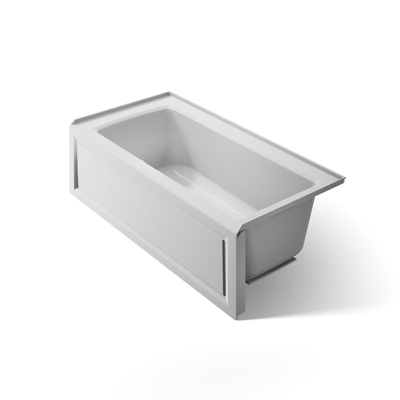 Archer® Alcove Bath with Bask Heated Surface, Integral Apron, Tile Flange, Ice Grey, Right