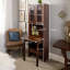 Bureau d'écriture pliable, bureau avec tablettes et tiroirs, poste de travail multifonctionnel, noyer