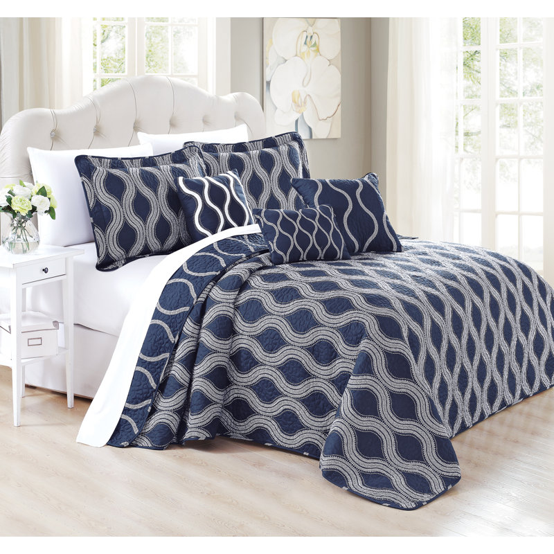6 Piece Charleston Printed Microfiber Quilt Set, King