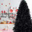 Arbre de Noël noir avec lumières DEL, pointes en PE + PVC pour décoration d'Halloween et des Fêtes, structure à charnières avec support en métal stable-118094924