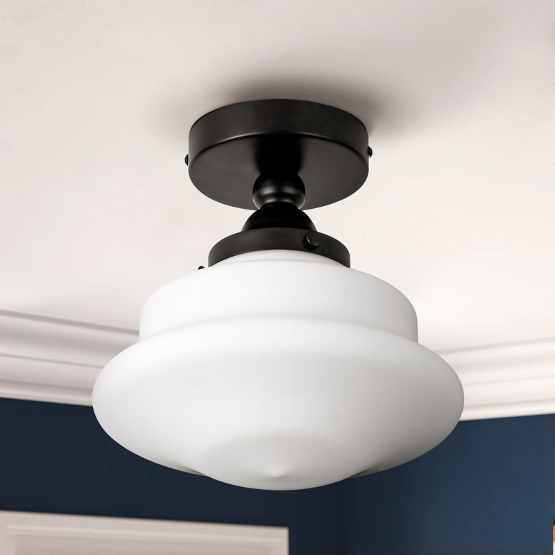 Plafonnier encastré en verre 1 lumière Glint, Noir mat