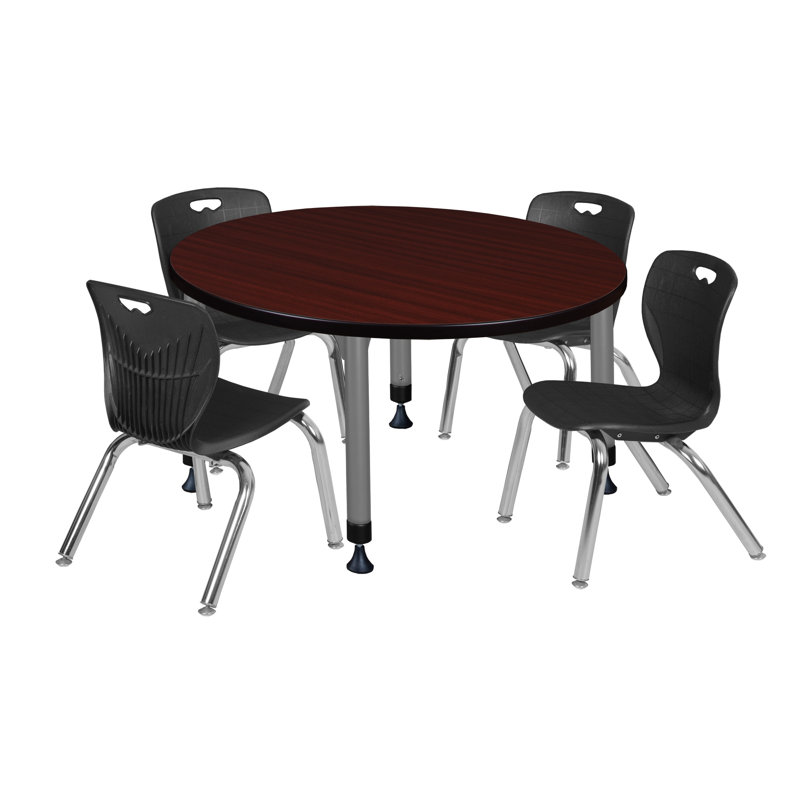 Ensemble de table de salle à manger et de chaises 12 po Kee, H 34 po x L 36 po x l 36 po, Noir, Acajou