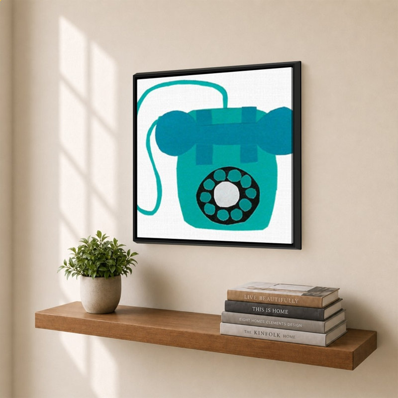 Retro Telephone Blue, 34" H x 34" W, Noir