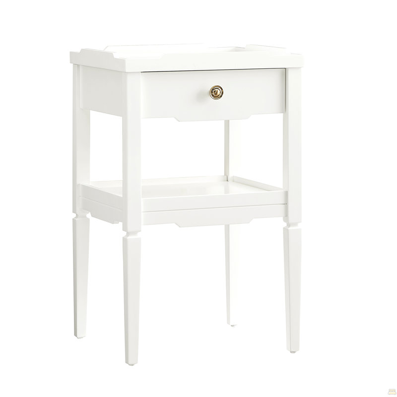 Table de chevet 1 tiroir Foley White, Blanc