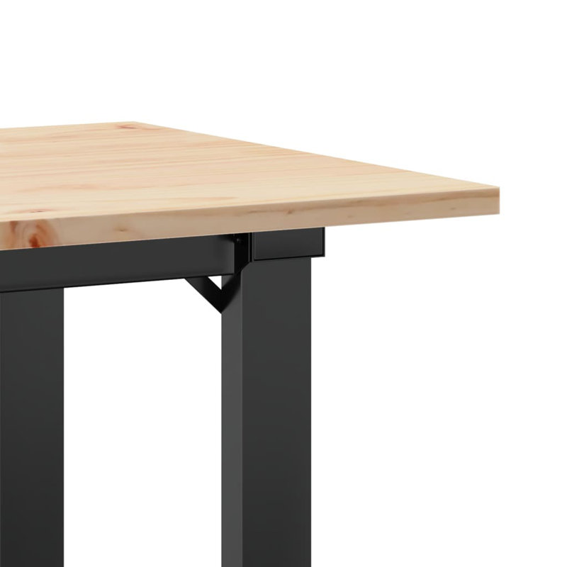 Coffee Table O-Frame Solid Wood Pine And Steel, 45cm H x 90cm W x 40cm D