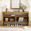 Buffet 60 po à 4 portes avec tablette ouverte, grain de bois naturel-719657438