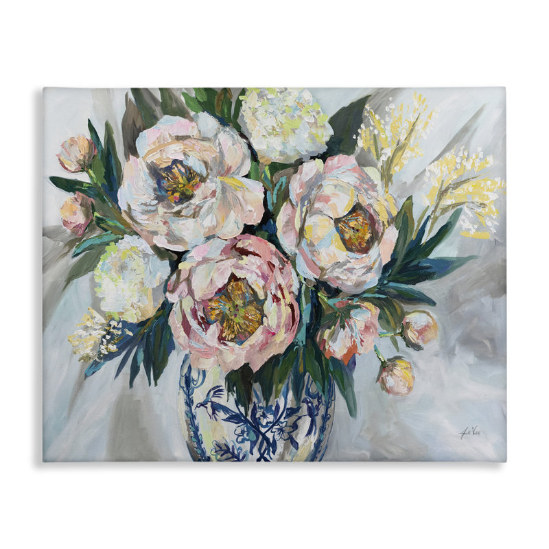 «Bridal Bouquet in Ornate Vase», art mural par Jeanette Vertentes, H 36 po x l 48 po