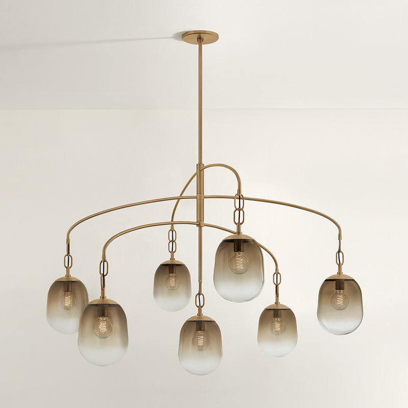 Troy Lighting Harvey wide Light Chandelier in Patina Brass, 34.75" H x 42" W x 42" D, 7 Lights
