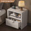 Table de chevet à 1 tiroir de 24 po de hauteur avec station de charge, armoire de chevet moderne à lattes épaisses pour chambre à coucher, profil courbé (ensemble de 2)-961895836