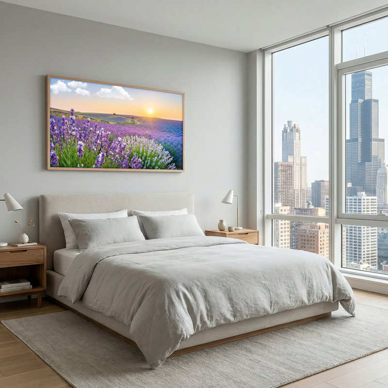 Tableau encadré sur toile représentant un champ de lavande, 122 x 61 cm (48 x 24 pouces), lot de 1, 48 x 24 pouces
